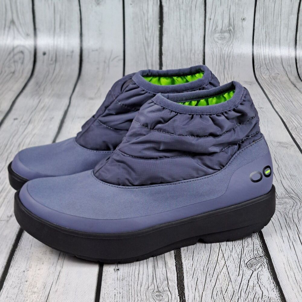 Oofos Oomg Recovery Booties Womens 9 Purple Quilted Slip On Ankle Boots Shoes